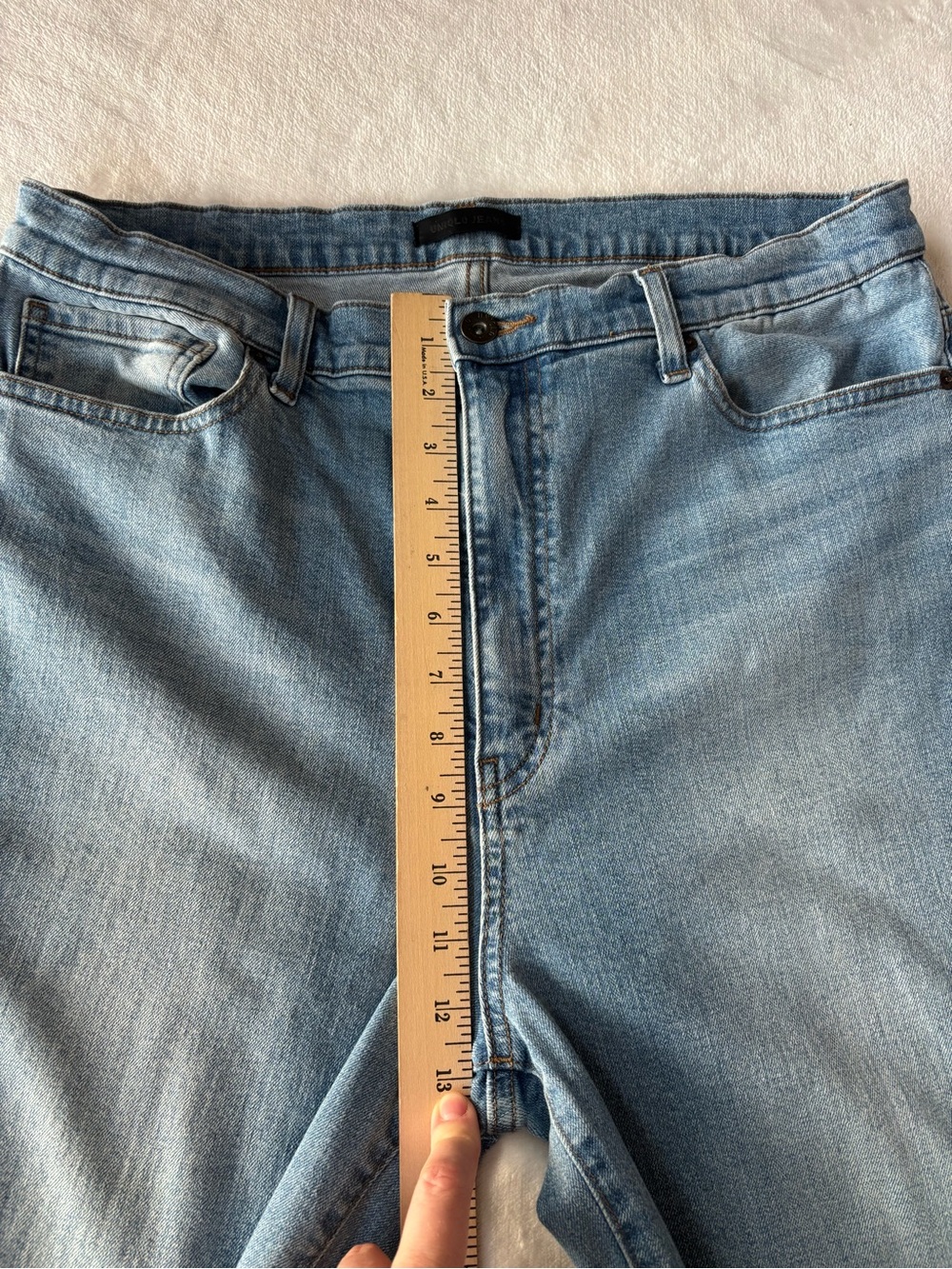 Uniqlo High Rise Wide Straight Leg Jeans Medium Wash Blue Denim Size 32 - Picture 5 of 15